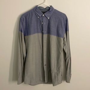 Nautica Men’s Long-Sleeve Button-Down, Size M, Blue/Green Two-Toned Colorblock